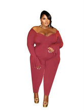 Load image into Gallery viewer, Wmstar Plus Size Women Jumpsuit Fall Clothes Flared Long Sleeve Solid V Neck Bodysuit - Shop &amp; Buy
