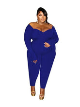 Load image into Gallery viewer, Wmstar Plus Size Women Jumpsuit Fall Clothes Flared Long Sleeve Solid V Neck Bodysuit - Shop &amp; Buy
