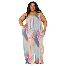 Load image into Gallery viewer, Wmstar Plus Size Women Jumpsuit Summer One Piece Print with Belt Slip Office Lady New Bodysuit Hot Sale - Shop &amp; Buy
