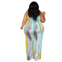 Load image into Gallery viewer, Wmstar Plus Size Women Jumpsuit Summer One Piece Print with Belt Slip Office Lady New Bodysuit Hot Sale - Shop &amp; Buy
