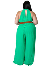 Load image into Gallery viewer, Wmstar Plus Size Women Jumpsuit with Belt Summer Clothes Solid Sleeveless Wide Leg Office Lady Bodysuit - Shop &amp; Buy
