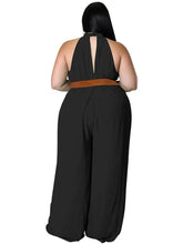 Load image into Gallery viewer, Wmstar Plus Size Women Jumpsuit with Belt Summer Clothes Solid Sleeveless Wide Leg Office Lady Bodysuit - Shop &amp; Buy
