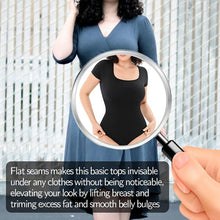 Load image into Gallery viewer, Women Bodysuits Sexy Ribbed Short Sleeve Square Neck Tank Tops Waist Shaping Tummy Control Butt Lifter Thong Shaper Corset - Shop &amp; Buy
