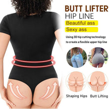 Load image into Gallery viewer, Women Bodysuits Sexy Ribbed Short Sleeve Square Neck Tank Tops Waist Shaping Tummy Control Butt Lifter Thong Shaper Corset - Shop &amp; Buy
