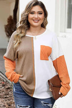 Load image into Gallery viewer, Plus Size Color Block Dropped Shoulder Blouse - Shop &amp; Buy
