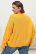 Load image into Gallery viewer, Plus Size Fringe V-Neck Long Sleeve Sweater - Shop &amp; Buy
