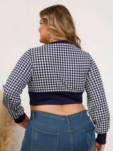 Load image into Gallery viewer, Plus Size Houndstooth V-Neck Long Sleeve Blouse - Shop &amp; Buy
