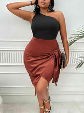 Load image into Gallery viewer, Plus Size One-Shoulder Sleeveless Tied Dress - Shop &amp; Buy

