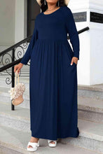 Load image into Gallery viewer, Plus Size Round Neck Long Sleeve Maxi Dress with Pockets - Shop &amp; Buy
