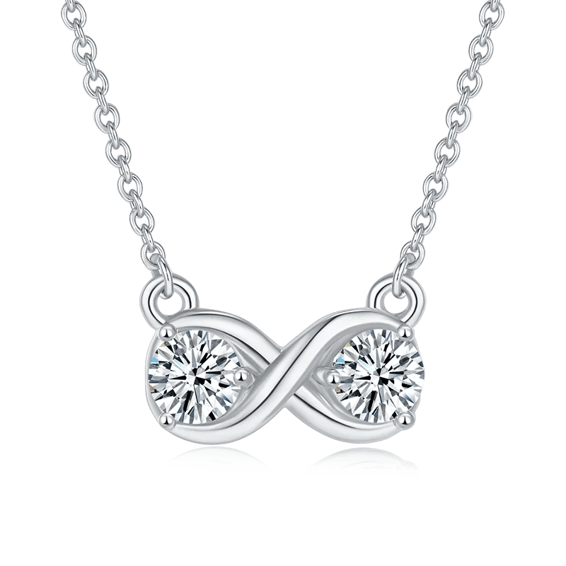 0.5 Ct 5mm Double Moissanite Infinity Pendant Necklace in 925 Sterling Silver Friendship Promise Gift for Her - Shop & Buy