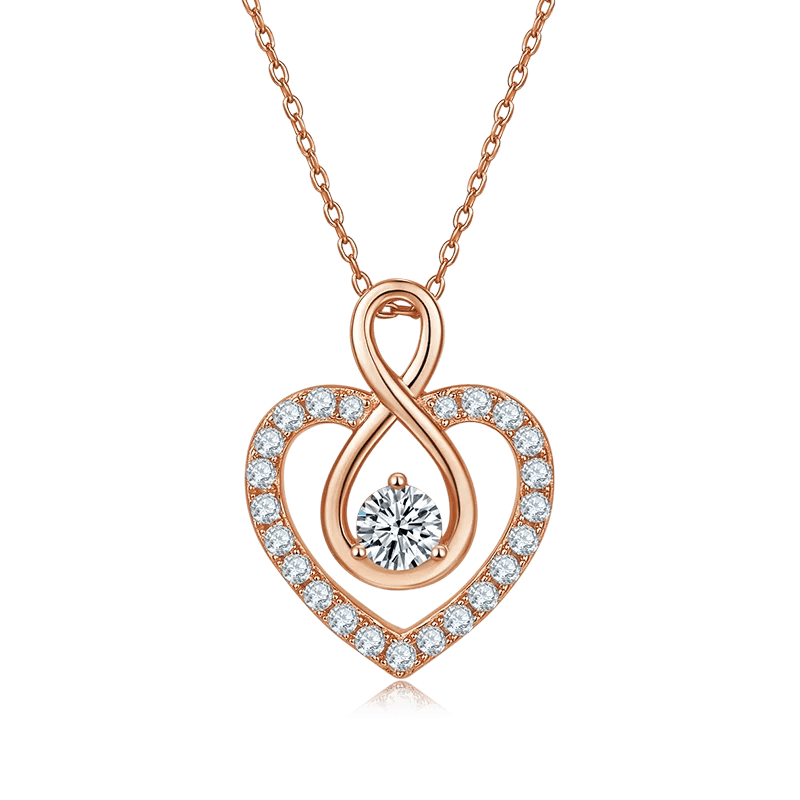 0.5 Ct 5mm Moissanite Heart Pendant Necklace with Infinity Loop in 925 Sterling Silver Gift for Her - Shop & Buy