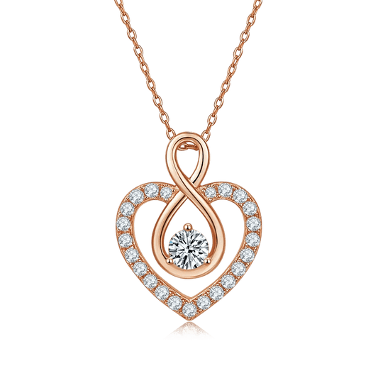 0.5 Ct 5mm Moissanite Heart Pendant Necklace with Infinity Loop in 925 Sterling Silver Gift for Her - Shop & Buy