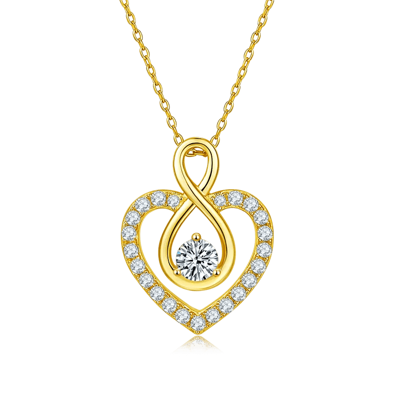 0.5 Ct 5mm Moissanite Heart Pendant Necklace with Infinity Loop in 925 Sterling Silver Gift for Her - Shop & Buy