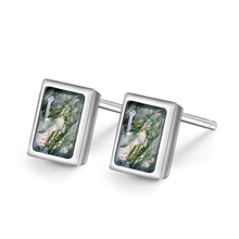 Load image into Gallery viewer, 0.53Ct 4x6mm Natural Moss Agate Gemstone Stud Earrings in 925 Sterling Silver Wedding Earrings Gift For Her - Shop &amp; Buy
