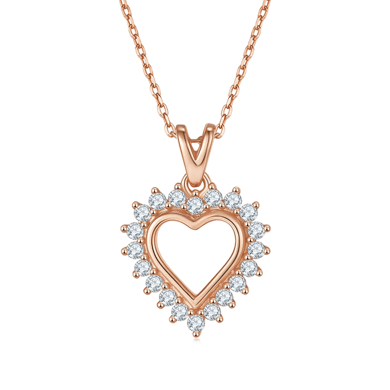 0.54Ct Round Moissanite Ladies Halo Heart Pendant Necklace in 925 Sterling Silver Wedding Jewelry Gift For Her - Shop & Buy