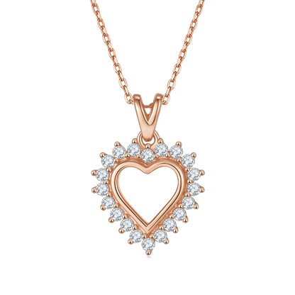 0.54Ct Round Moissanite Ladies Halo Heart Pendant Necklace in 925 Sterling Silver Wedding Jewelry Gift For Her - Shop & Buy