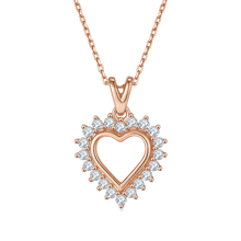 Load image into Gallery viewer, 0.54Ct Round Moissanite Ladies Halo Heart Pendant Necklace in 925 Sterling Silver Wedding Jewelry Gift For Her - Shop &amp; Buy
