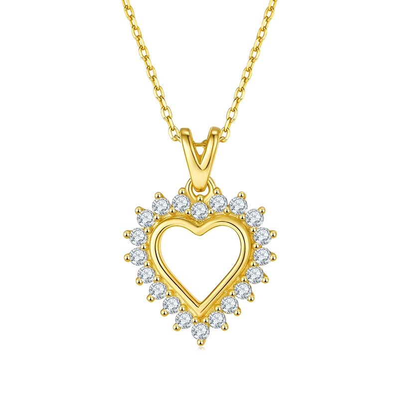 0.54Ct Round Moissanite Ladies Halo Heart Pendant Necklace in 925 Sterling Silver Wedding Jewelry Gift For Her - Shop & Buy