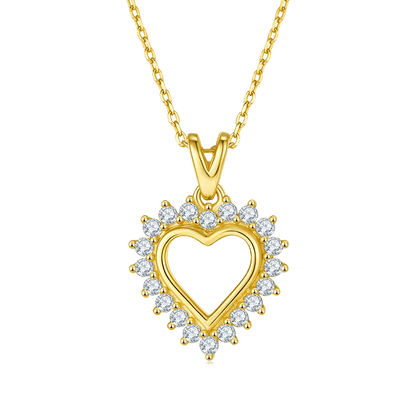 0.54Ct Round Moissanite Ladies Halo Heart Pendant Necklace in 925 Sterling Silver Wedding Jewelry Gift For Her - Shop & Buy