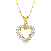 Load image into Gallery viewer, 0.54Ct Round Moissanite Ladies Halo Heart Pendant Necklace in 925 Sterling Silver Wedding Jewelry Gift For Her - Shop &amp; Buy
