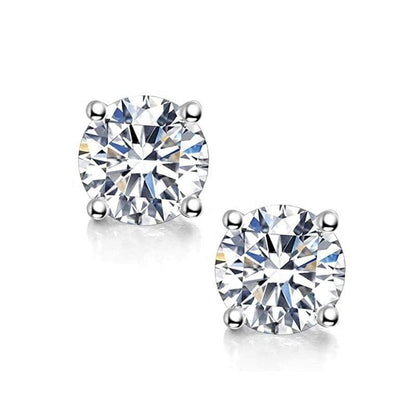 0.6ct-2ct DF Color Brilliant Round Cut Moissanite Stud Earrings 18K White Gold Plated Moissanite Silver Earrings - Shop & Buy