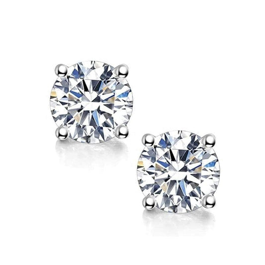 0.6ct-2ct DF Color Brilliant Round Cut Moissanite Stud Earrings 18K White Gold Plated Moissanite Silver Earrings - Shop & Buy