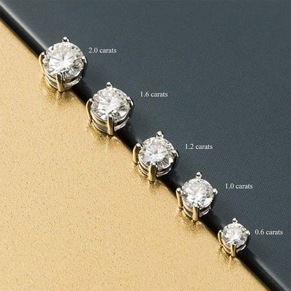 0.6ct-2ct DF Color Brilliant Round Cut Moissanite Stud Earrings 18K White Gold Plated Moissanite Silver Earrings - Shop & Buy