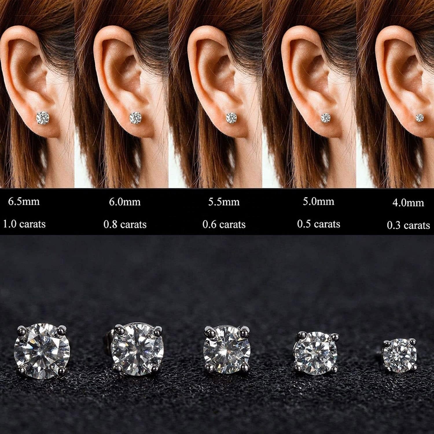 0.6ct-2ct DF Color Brilliant Round Cut Moissanite Stud Earrings 18K White Gold Plated Moissanite Silver Earrings - Shop & Buy