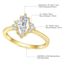Load image into Gallery viewer, 1.0CT 5x10mm Colorless Marquise Cut Art Deco Moissanite Engagement Rings in 925 Sterling Silver Women Dainty Ring - Shop &amp; Buy
