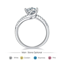Load image into Gallery viewer, 1.0CTW DEW 6.5mm Round Pink Blue Yellow Moissanite Swirl Bypass Engagement Ring in 925 Sterling Silver Women Ring - Shop &amp; Buy
