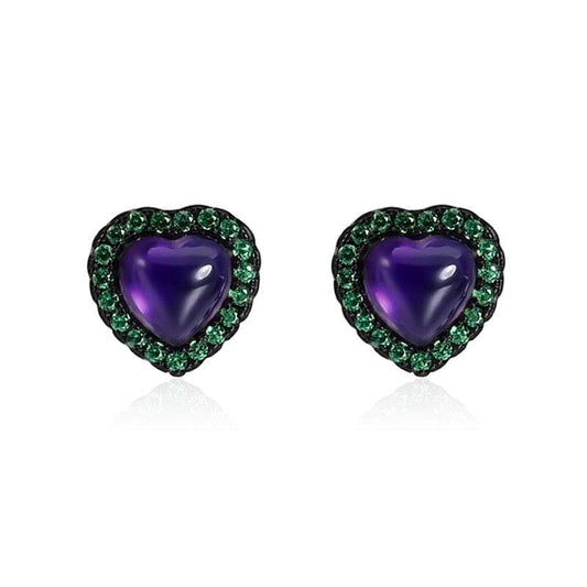 1.56Ct Natural Amethyst Heart Studs Earrings 925 Sterling Silver Birthstone Earrings For Women Fine Jewelry - Shop & Buy