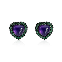 Load image into Gallery viewer, 1.56Ct Natural Amethyst Heart Studs Earrings 925 Sterling Silver Birthstone Earrings For Women Fine Jewelry - Shop &amp; Buy
