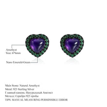 Load image into Gallery viewer, 1.56Ct Natural Amethyst Heart Studs Earrings 925 Sterling Silver Birthstone Earrings For Women Fine Jewelry - Shop &amp; Buy