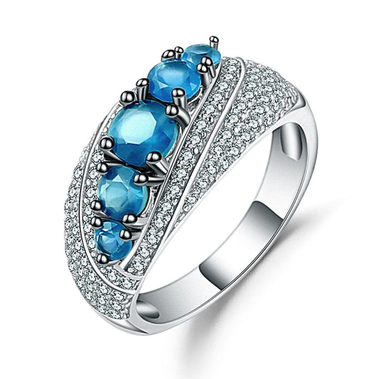 1.56Ct Natural London Blue Topaz Mona Lisa Ring 925 Sterling Silver Gemstone Rings For Women Fine Jewelry - Shop & Buy