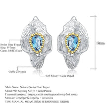 Load image into Gallery viewer, 1.68Ct Natural Swiss Blue Topaz Callalily Leaf Earrings 925 Sterling Silver Handmade Stud Earrings for Women - Shop &amp; Buy
