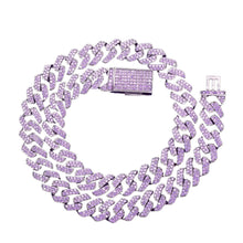 Load image into Gallery viewer, 10MM Purple Zirconia Miami Cuban Necklace Chain Men&#39;s Hip Hop Link Gun Black Color Plated Copper Bling Fashion Rock Jewelry - Shop &amp; Buy
