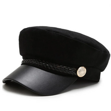 Load image into Gallery viewer, Sun Casual Military Caps Woman Cotton Beret Flat Hats Captain Cap Trucker Vintage Black Sport
