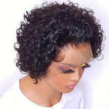 Load image into Gallery viewer, 13x1 Lace 130% Density Pre Plucked Short Curly Human Hair Wigs - Shop &amp; Buy
