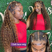 Load image into Gallery viewer, 13x4 Hd Lace Frontal Wig Curly Highlight Wig Human Hair 30Inch Brazilian Pre plucked Deep Wave Lace Front Wigs For Black Woman - Shop &amp; Buy
