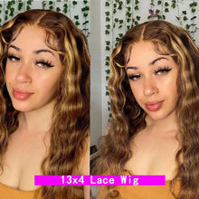 Load image into Gallery viewer, 13x4 Hd Lace Frontal Wig Curly Highlight Wig Human Hair 30Inch Brazilian Pre plucked Deep Wave Lace Front Wigs For Black Woman - Shop &amp; Buy
