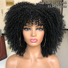 Load image into Gallery viewer, 14inch Chic Black Afro Wig for Women - Short &amp; Kinky Curly With Bangs, High-Quality Synthetic Hair - Shop &amp; Buy
