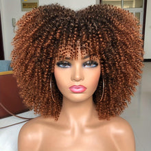 Load image into Gallery viewer, 14inch Chic Black Afro Wig for Women - Short &amp; Kinky Curly With Bangs, High-Quality Synthetic Hair - Shop &amp; Buy
