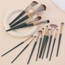 Load image into Gallery viewer, 14pcs Luxury Makeup Brush Set - Green, Ultra-Soft Bristles for All-in-One, Seamless Powder, Foundation, Eye &amp; Brow Application - Shop &amp; Buy
