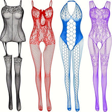 Load image into Gallery viewer, 1/4pcs Women&#39;s Plus Sexy Lingerie Bodystockings, Plus Size Jacquard Fishnet Open Crotch See-through Full Bodysuit - Shop &amp; Buy
