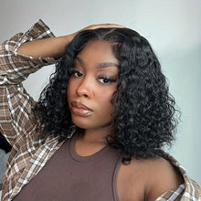 Load image into Gallery viewer, 150% Density Brazilian Human Hair Wig - Deep Wave, Seamless Glueless 4x4 Lace Frontal - Pre-Plucked, Free-Part, Curly Style - Shop &amp; Buy

