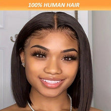 Load image into Gallery viewer, 150% Density Glueless Bob Wig - Natural Black Human Hair, Straight &amp; Seamless with Transparent Lace - Shop &amp; Buy
