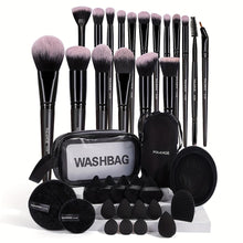 Load image into Gallery viewer, 18-Piece Luxury Makeup Brush Set - Complete Cosmetic Tools with Sponge, Puffs &amp; Cleaning Kit - Shop &amp; Buy
