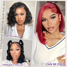 Load image into Gallery viewer, 180% Density Glueless Bob Wig - Seamless Body Wave Human Hair with Pre-Plucked Lace Front &amp; Pre-Cut 13x4 Closure - Natural, Easy-On Style for Women - Shop &amp; Buy

