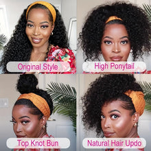 Load image into Gallery viewer, 180% Density Human Hair Wig with Headband - Fluffy Curly Bob Cut, Bangs, Natural Hairline, and Baby Hair - Shop &amp; Buy
