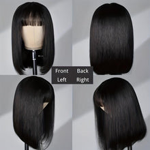 Load image into Gallery viewer, 180% Density Premium Human Hair Short Bob Wig - Seamless Glueless Machine Made with Bangs - Shop &amp; Buy
